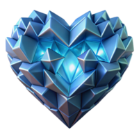 Abstract Metallic Heart 3D Render of Geometric Shapes png