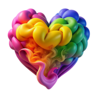 Rainbow Heart Abstract 3D Render of Colorful Shapes and Swirls png