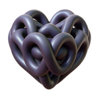 Intricate Knotted Heart 3D Render of Complex Intertwined Forms png