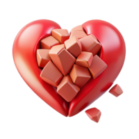 Shattered Heart A 3D Render of Cubes Inside a Broken Heart png