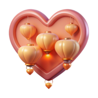 Heart-Shaped Lantern Display Festive Illumination png