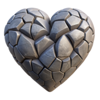 Shattered Stone Heart A 3D Model of a Broken Heart png