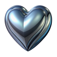 Metallic Heart 3D Render of a Shiny, Double-Layered Heart png