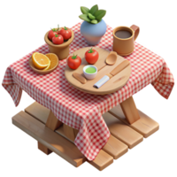 Rustic Picnic Table Setting with Fresh Tomatoes and Citrus png