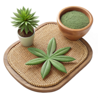 Serene Spa Setting Plant, Leaf, Powder on Tray png