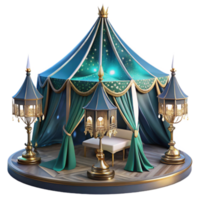 Enchanted Teal Tent with Golden Lanterns png