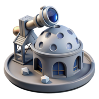Observatory Dome with Telescope 3D Render png