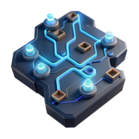 Abstract Futuristic Circuit Puzzle Glowing Nodes and Paths png
