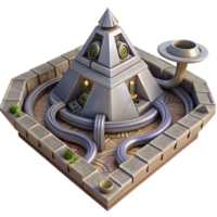 Futuristic Pyramid Structure with Water Channels png