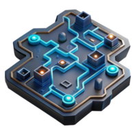 Abstract Circuit Puzzle Glowing Pathways and Nodes png