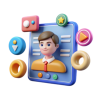 3D Cartoon User Interface Design Profile, Icons Buttons png