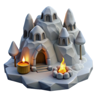 Cozy Mountaintop Village 3D Render of Cave Homes png