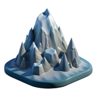 Icy Mountain Peak 3D Model Render of a snow-capped mountain range png