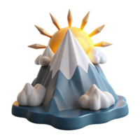Sunny Mountain Peak 3D Render Clouds, Landscape, Nature png