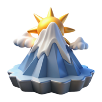 Sunny Mountaintop 3D Render of a Mountain with Sun png