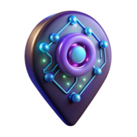 Tech Location Pin Futuristic Navigation Icon png