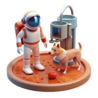 Astronaut and Dog on Mars A 3D Render png
