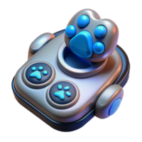 Paw Print Controller 3D Render of Cute Pet Game Device png