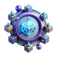 Abstract 3D Geometric Shapes Neon Glow, Orb, Cube Design png
