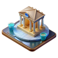 Ancient Temple 3D Model Classical Architecture, Digital Design png
