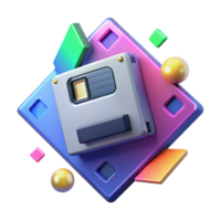 Retro Floppy Disk in Colorful 3D Design png