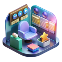 3D Render of Modern User Interface Design with Chair png