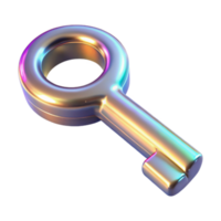 Iridescent Key Access, Symbol, 3D Render, Unlock, Metallic, Design, Graphic, Shiny, Colorful, Abstract png