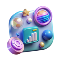 3D App Interface Design Colorful UI Elements Growth Chart png