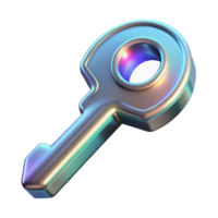 Iridescent Key 3D Render of a Shiny Metallic Key png