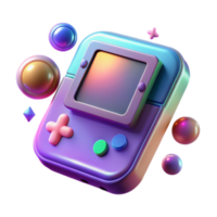 Retro Gaming Console 3D Render of Nostalgic Handheld Device png