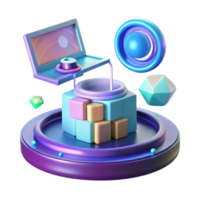 Abstract 3D Colorful Cubes, Geometric Shapes, and Digital Device png