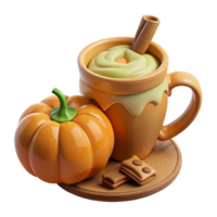 Autumn Pumpkin Spice Latte with Cinnamon and Cookies png