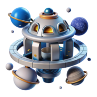 Cosmic Observatory 3D Render of Futuristic Space Station png