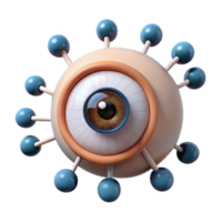 Surveillance Virus 3D Render of Eye-Shaped Pathogen png