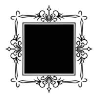 A black and white square frame with a floral design vector