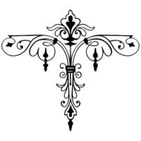 A black and white drawing of a decorative design vector