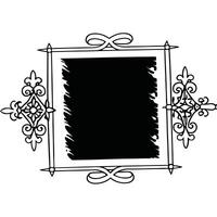 A black and white drawing of a frame with a scroll vector