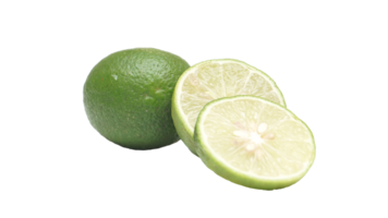 Set of Green Lime Fruit with Selective Focus on Transparent Background png
