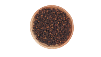 Top View of Dried Cloves on Wooden Plate with Selective Focus on Transparent Background png