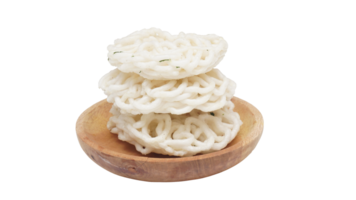 Heap of Indonesian Deep Fried Cracker or Kerupuk on Wooden Plate on Transparent Background png