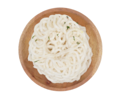 Top View of Indonesian Deep Fried Cracker or Kerupuk on Wooden Plate on Transparent Background png