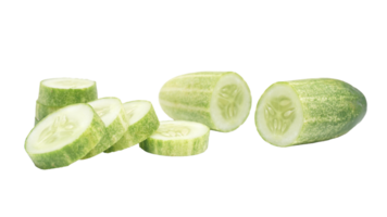 Half and Slices of Cucumber on Transparent Background png