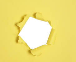 Torn Hole in The Middle of Yellow Paper on Transparent Background png