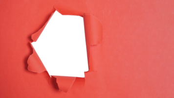 Torn Hole in Red Paper on Transparent Background png