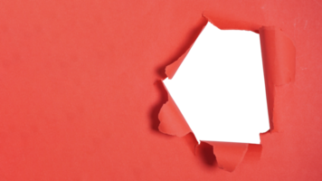 Rip and Torn Hole in Red Paper on Transparent Background png