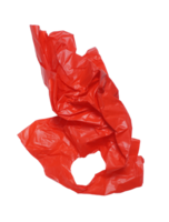 Used Red Plastic Bag with A Slotted Handle on Transparent Background png