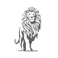 Lion silhouette with black and white design, isolated on white background, . vector