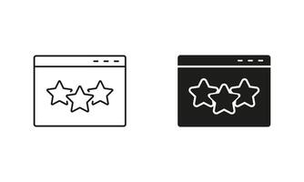 Customer Feedback Symbol. Stars In Social Media App Pictogram. Website Rating Line and Silhouette Icon Set. User Review. Editable Stroke. Isolated Illustration vector