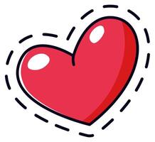 Charming heart patch illustration featuring a vibrant red color with a playful dotted outline. Perfect for fashion designs, crafts, and creative projects needing a touch of whimsy vector