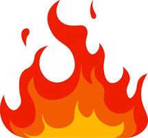 Burning brightly, red and orange cartoon fire flames create a vibrant and energetic visual against a clean white background, exuding warmth and passion in a stylized design vector